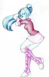 Size: 1024x1600 | Tagged: safe, artist:nekopunk121, derpibooru import, sonata dusk, equestria girls, eyes closed, side, sleeping, solo, traditional art, watermark