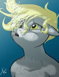 Size: 1280x1656 | Tagged: anthro, artist:threewontoo, asphyxiation, bubble, derpibooru import, derpy hooves, drowning, female, imminent death, mare, pegasus, puffy cheeks, semi-grimdark, solo, underwater