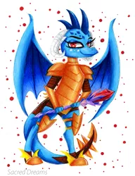 Size: 805x1048 | Tagged: safe, artist:sacred-dreams, derpibooru import, princess ember, dragon, gauntlet of fire, armor, dragon armor, dragon lord ember, image, png, solo, traditional art