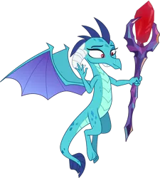 Size: 2252x2500 | Tagged: artist:bluetech, bloodstone scepter, derpibooru import, dragon, dragon lord ember, female, flying, gauntlet of fire, inkscape, princess ember, safe, simple background, solo, .svg available, transparent background, vector, waving