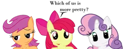 Size: 1926x752 | Tagged: anthro, apple bloom, artist:tolpain, bronybait, cropped, cutie mark crusaders, derpibooru import, dialogue, explicit source, implied foalcon, scootaloo, simple background, suggestive, sweetie belle, transparent background