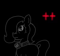Size: 640x600 | Tagged: semi-grimdark, artist:ficficponyfic, derpibooru import, oc, oc:emerald jewel, unofficial characters only, earth pony, pony, colt quest, amulet, behind you, child, colt, danger, darkness, femboy, foal, hair over one eye, male, monster, red eyes, story included, trap