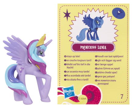 Size: 436x354 | Tagged: safe, derpibooru import, princess luna, alicorn, pony, blind bag, s1 luna, solo, text, toy