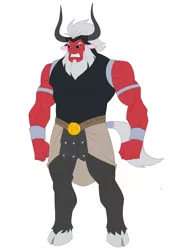 Size: 1200x1697 | Tagged: abs, anthro, artist:thecreator9, bipedal, cloven hooves, derpibooru import, grogar, lord tirek, muscles, safe, simple background, solo, unguligrade anthro, white background