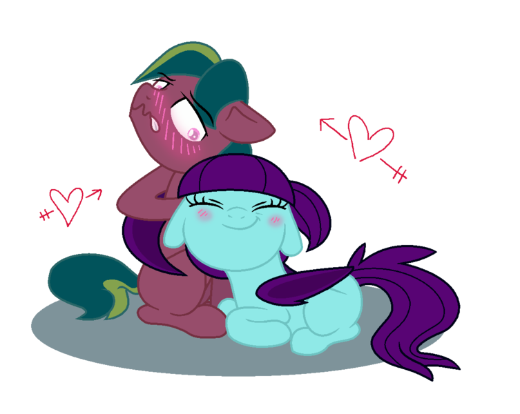 Size: 1218x970 | Tagged: safe, artist:lieutenantkyohei, derpibooru import, oc, oc:high pitch, oc:solace myst, unofficial characters only, bat pony, pony, blushing, colt, cute, embarrassed, eyes closed, female, filly, floppy ears, gritted teeth, heart, love, male, nuzzling, prone, shipping, simple background, sitting, smiling, straight, transparent background, valentine's day, wavy mouth, wide eyes