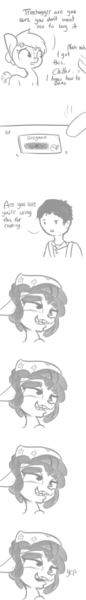 Size: 792x5544 | Tagged: safe, artist:tjpones, derpibooru import, tree hugger, oc, earth pony, human, pony, horse wife, 420, bad poker face, blatant lies, blaze it, bust, comic, derp, female, grayscale, grin, human male, lies, male, mare, monochrome, oregano, seems legit, simple background, white background