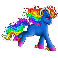 Size: 200x200 | Tagged: clothes, colored hooves, derpibooru import, flaming hair, mane of fire, rainbow dash, rainbow fire, ram horns, safe, simple background, socks, species swap, valkyrie, white background