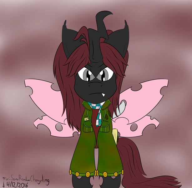 Size: 2048x2000 | Tagged: artist:xwoofyhoundx, changeling, derpibooru import, fallout equestria, looking at you, oc, oc:invictia sadie, safe, unofficial characters only