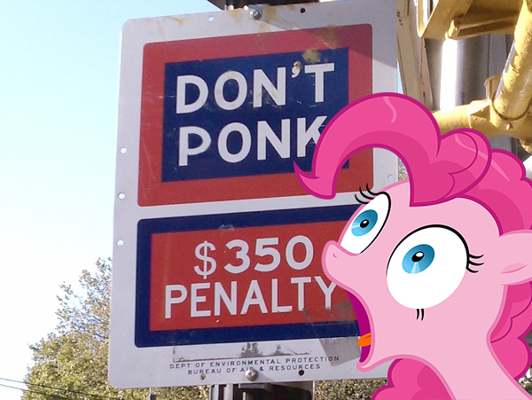 Size: 600x451 | Tagged: safe, artist:andypriceart, artist:zutheskunk edits, derpibooru import, edit, pinkie pie, earth pony, pony, :o, faic, female, fuck the police, gasp, irl, mare, open mouth, photo, ponies in real life, ponk, reaction image, sign, solo, tongue out, vector, wide eyes