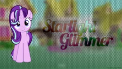 Size: 2560x1440 | Tagged: safe, artist:dadiocoleman, artist:xebck, derpibooru import, edit, starlight glimmer, pony, unicorn, alternate hairstyle, cute, female, hexagon, looking at you, mare, ponyville, smiling, solo, vector, wallpaper, wallpaper edit