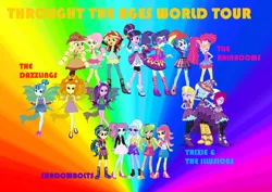 Size: 1024x727 | Tagged: safe, artist:3d4d, derpibooru import, adagio dazzle, applejack, aria blaze, fluttershy, fuchsia blush, indigo zap, lavender lace, lemon zest, pinkie pie, rainbow dash, rarity, sonata dusk, sour sweet, sugarcoat, sunny flare, sunset shimmer, trixie, twilight sparkle, equestria girls, friendship games, rainbow rocks, crystal prep shadowbolts, female, headphones, misspelling, the dazzlings, the rainbooms, trixie and the illusions