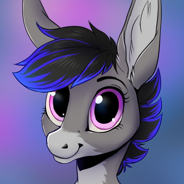 Size: 600x600 | Tagged: artist:tazara, big ears, big eyes, bust, cute, derpibooru import, donkey, oc, oc:tara, portrait, safe, solo, unofficial characters only