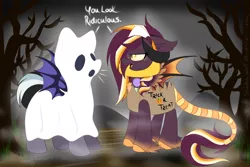 Size: 1024x683 | Tagged: artist:silent-shadow-wolf, clothes, costume, derpibooru import, nightmare night costume, oc, oc:candle wick, oc:samhain, safe, unofficial characters only