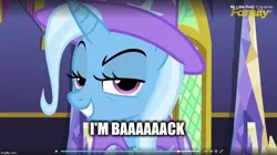 Size: 888x499 | Tagged: safe, derpibooru import, edit, edited screencap, screencap, trixie, pony, unicorn, no second prances, caption, discovery family logo, female, image macro, mare, meme, no second glances, trixie yells at everything