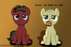 Size: 3000x2000 | Tagged: safe, artist:jimimipwr, derpibooru import, ponified, pony, breaking bad, jesse pinkman, sitting, walter white