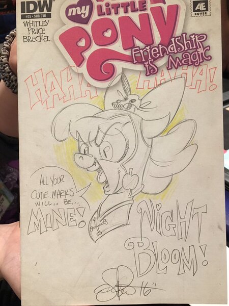 Size: 1024x1365 | Tagged: apple bloom, artist:andypriceart, black and white, derpibooru import, grayscale, monochrome, neo noir, nightmare apple bloom, nightmarified, partial color, safe, solo, traditional art