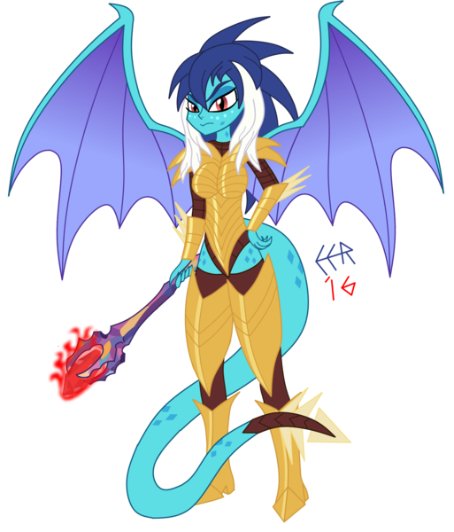 Size: 3000x3510 | Tagged: safe, artist:e-e-r, derpibooru import, princess ember, dragon, equestria girls, gauntlet of fire, bloodstone scepter, breasts, busty princess ember, dragon armor, dragon lord ember, equestria girls-ified, female, horned humanization, humanized, sexy, signature, simple background, solo, tailed humanization, transparent background