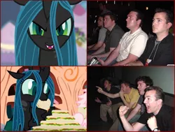 Size: 963x728 | Tagged: a canterlot wedding, artist:mixermike622, cute, cutealis, derpibooru import, edit, edited screencap, exploitable meme, meme, queen chrysalis, reaction guys, safe, screencap, tumblr:ask fluffle puff