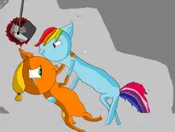 Size: 1024x772 | Tagged: grimdark, derpibooru import, applejack, rainbow dash, pony, 1000 hours in ms paint, abuse, blood, crying, female, jackabuse, mare, ms paint