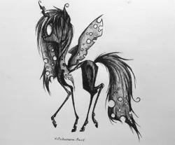 Size: 1128x936 | Tagged: safe, artist:xxpinkamena-piexx, derpibooru import, queen chrysalis, changeling, changeling queen, female, solo, traditional art