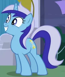 Size: 422x498 | Tagged: safe, derpibooru import, screencap, minuette, pony, unicorn, amending fences, cropped, cute, grin, minubetes, smiling, solo