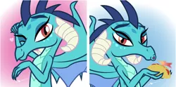 Size: 1220x606 | Tagged: artist:dm29, bedroom eyes, cute, derpibooru import, dragon, emberbetes, fire, fire breath, food, gauntlet of fire, looking at you, one eye closed, pose, princess ember, safe, solo, taco, wink