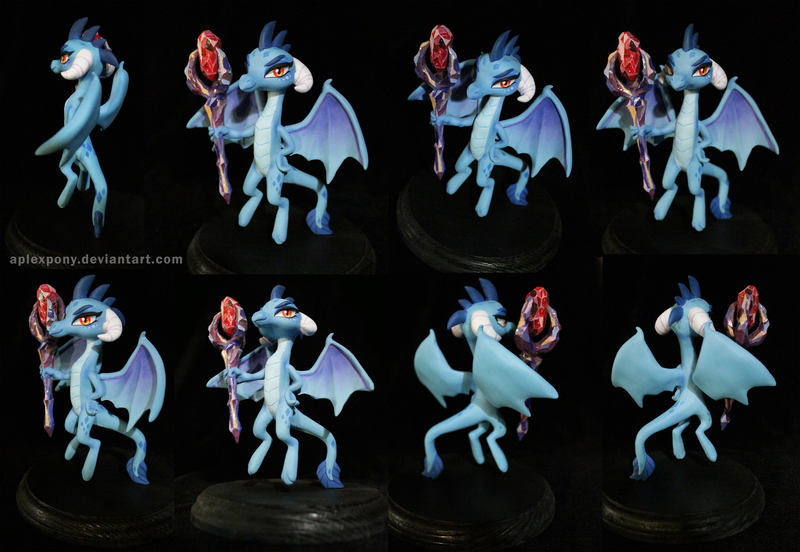 Size: 7000x4833 | Tagged: absurd resolution, artist:aplexpony, bloodstone scepter, craft, derpibooru import, dragon, dragon lord ember, figure, princess ember, safe, solo, statuette