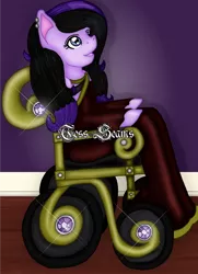 Size: 1024x1411 | Tagged: arm hooves, artist:pony-boutique, clothes, derpibooru import, dress, earring, gown, jewels, oc, oc:melody shine, piercing, safe, semi-anthro, unofficial characters only, wheelchair