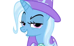 Size: 1152x720 | Tagged: safe, artist:princesswaifu, derpibooru import, trixie, pony, unicorn, no second prances, female, grin, mare, no second glances, smirk, solo, vexel