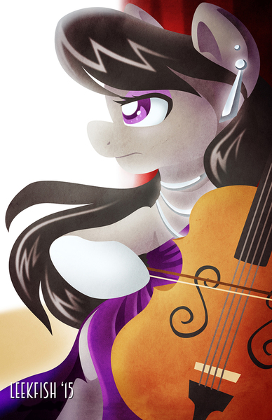 Size: 990x1530 | Tagged: safe, artist:abbystarling, deleted from derpibooru, derpibooru import, octavia melody, earth pony, pony, cello, clothes, dress, earring, evening gloves, female, gloves, mare, musical instrument, necklace, piercing, solo