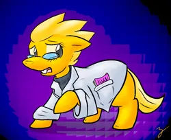 Size: 1157x945 | Tagged: alphys, artist:zutcha, clothes, crossover, derpibooru import, lab coat, ponified, safe, solo, undertale