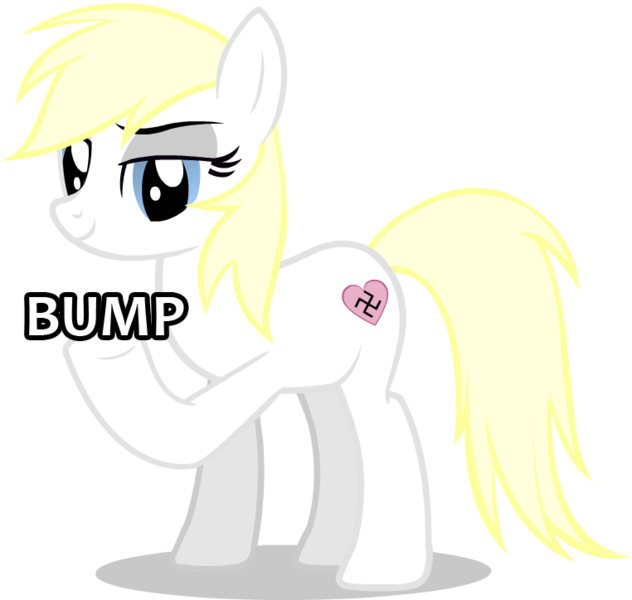 Size: 762x723 | Tagged: safe, artist:raindashesp, derpibooru import, oc, oc:aryanne, unofficial characters only, earth pony, pony, 4chan, bump, eyebrow wiggle, eyeshadow, female, heart, holding, makeup, nazi, simple background, solo, standing, swastika, transparent background, vector