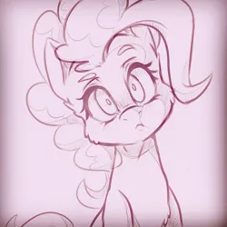 Size: 1440x1440 | Tagged: artist:vicse, chest fluff, derpibooru import, fluffy, monochrome, pinkie pie, safe, sketch, solo