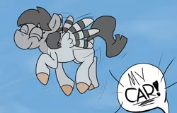 Size: 1256x804 | Tagged: safe, artist:cowsrtasty, derpibooru import, oc, oc:peep, unofficial characters only, bird pone, pegasus, pony, behaving like a bird, cute, dock, eyes closed, female, flapping, flying, funny, mare, ocbetes, plop bombing, sky, smiling, solo, speech bubble, spread wings, toilet humor, wings, yelling