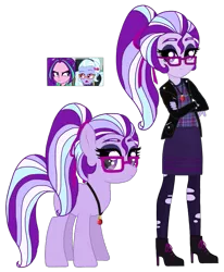 Size: 713x864 | Tagged: safe, artist:unoriginai, derpibooru import, oc, unofficial characters only, equestria girls, crack shipping, magical lesbian spawn, offspring, parent:aria blaze, parent:sugarcoat, parents:sugarblaze, screencap reference, self ponidox, simple background, traditional art, transparent background