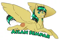 Size: 1800x1200 | Tagged: safe, artist:rozga, derpibooru import, oc, oc:ailan, unofficial characters only, pegasus, pony, badge, con badge, male, stallion, wings