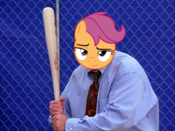 Size: 600x450 | Tagged: artist:slb94, costanza face, costanza.jpg, derpibooru import, edit, exploitable meme, george costanza, human, irl, irl human, ishygddt, meme, photo, safe, scootaloo, seinfeld, wat