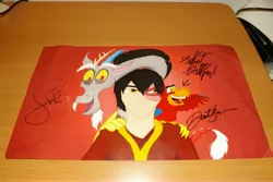 Size: 4288x2864 | Tagged: aladdin, artist:megaanimationfan, autograph, avatar the last airbender, crossover, dante basco, derpibooru import, discord, gilbert gottfried, iago, irl, john de lancie, photo, print, safe, signature, zuko