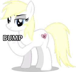 Size: 762x723 | Tagged: safe, artist:raindashesp, derpibooru import, edit, oc, oc:aryanne, unofficial characters only, earth pony, pony, 4chan, bump, eyebrow wiggle, eyeshadow, female, heart, holding, makeup, nazi, simple background, solo, standing, swastika, transparent background, vector