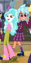 Size: 342x682 | Tagged: safe, derpibooru import, screencap, frosty orange, paisley, suri polomare, trenderhoof, upper crust, equestria girls, friendship games, clothes, crystal prep academy uniform, right there in front of me, school uniform, thumbs up