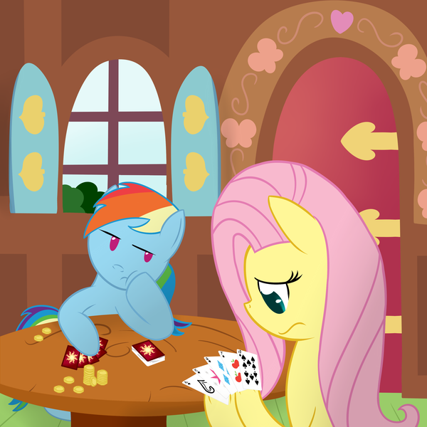 Size: 3000x3000 | Tagged: artist:phoenixswift, card, derpibooru import, fluttershy, rainbow dash, royal flush, safe