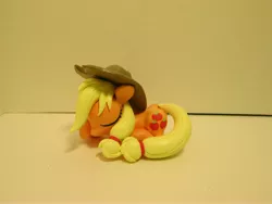 Size: 4608x3456 | Tagged: applejack, artist:earthenpony, craft, derpibooru import, eyes closed, prone, safe, sculpture, sleeping, solo