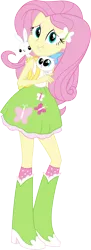 Size: 5200x14232 | Tagged: safe, artist:sugar-loop, derpibooru import, angel bunny, fluttershy, mitsy, cat, rabbit, equestria girls, .ai available, .svg available, absurd resolution, adobe illustrator, backpack, boots, clothes, cute, high heel boots, kitten, looking at you, simple background, skirt, socks, solo, tanktop, transparent background, vector