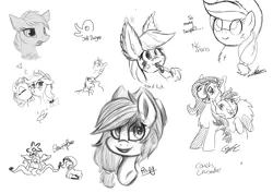 Size: 4961x3508 | Tagged: safe, artist:allyster-black, artist:aquaticsun, artist:couchcrusader, artist:heir-of-rick, artist:ncmares, artist:pinipy, artist:sharpieboss, derpibooru import, applejack, rarity, oc, drider, monster pony, original species, siren, spiderpony, tatzlpony, comic:children of everfree, collaboration, female, lesbian, monochrome, rarijack, shipping, signature, sirendash, sketch, sketch dump, species swap, spidershy, tatzljack