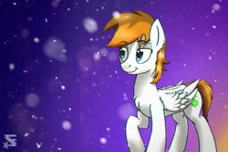 Size: 1440x960 | Tagged: safe, artist:starfall-spark, derpibooru import, oc, unofficial characters only, pegasus, pony, requested art, snow, snowfall