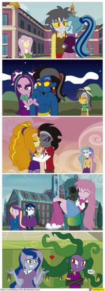 Size: 2677x7449 | Tagged: safe, artist:conikiblasu-fan, derpibooru import, adagio dazzle, ahuizotl, aria blaze, daring do, discord, fluttershy, king sombra, mane-iac, princess cadance, princess celestia, princess luna, queen chrysalis, shining armor, sonata dusk, oc, oc:fluffle puff, fanfic, equestria girls, :3, alumnus shining armor, angry, bare chest, blushing, bronybait, canon x oc, chrysipuff, clothes, crack shipping, crying, dean cadance, disconata, equestria girls-ified, fanfic art, female, goddammit conikiblasu-fan, hair, kissing, lesbian, male, not salmon, partial nudity, shipping, shipping denied, sonatacord, straight, tentacles, the dazzlings, the mane-iac, topless, vice principal luna, wat, wtf