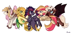 Size: 1024x474 | Tagged: artist:goshhhh, derpibooru import, oc, oc:apple bite, oc:galen north, oc:red velvet, oc:sunflower meadows, oc:swirls, safe, unofficial characters only