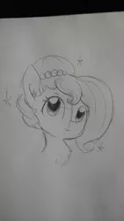 Size: 2322x4128 | Tagged: safe, artist:tjpones, derpibooru import, oc, oc:brownie bun, unofficial characters only, earth pony, pony, horse wife, bust, cheek fluff, chest fluff, cute, ear fluff, female, grayscale, lineart, mare, monochrome, portrait, simple background, solo, sparkles, traditional art