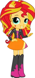 Size: 3000x6586 | Tagged: safe, artist:crimsumic, derpibooru import, sunset shimmer, equestria girls, clothes, cute, doll, equestria girls minis, grin, looking at you, pony ears, simple background, skirt, smiling, solo, toy, transparent background, vector