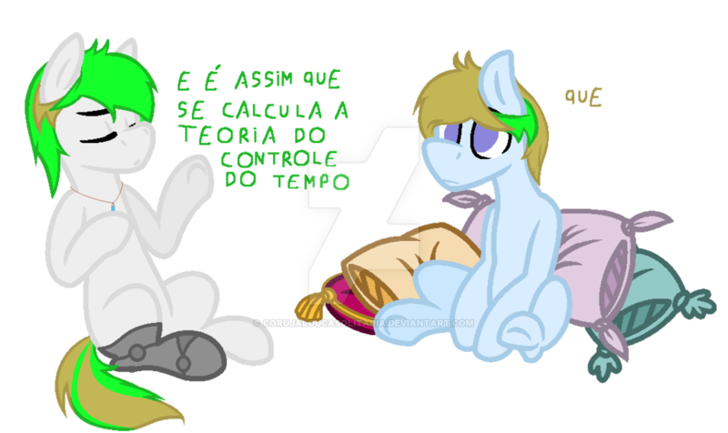 Size: 1024x609 | Tagged: artist:corujaloucasolitaria, derpibooru import, dialogue, oc, oc:jacob, oc:leon, portuguese, safe, twins, unofficial characters only